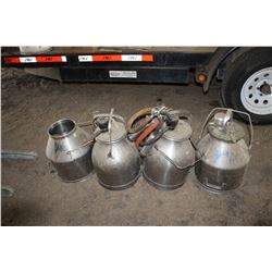 4 STAINLESS MILK CONTAINERS