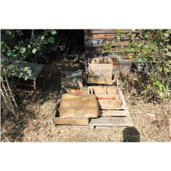 PALLET OF OLD MUD FLAPS & BOXES