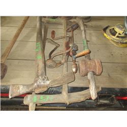 PICK AXE, POST MAUL, DRILL & BIT, ETC