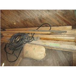 PILE OF 2X4'S, HEAVY EXTENSION CORD