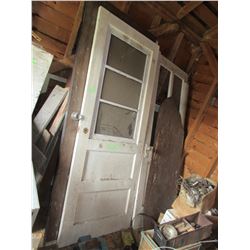 DOORS, CANVAS, WOOD BOXES, PLASTIC BARRELS