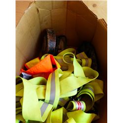 BOX WITH REFLECTIVE SAFETY WEAR, ANGLE GRINDER, ETC