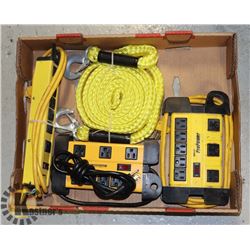 FLAT OF SURGE PROTECTORS AND TOW ROPE