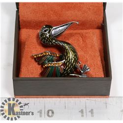 ENAMELED PELICAN BROOCH