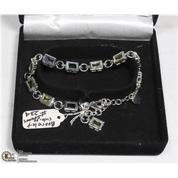 NEW PLATED SILVER  BRACELET CUBIC COLORED STONES