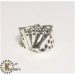 ANCIENT STYLE PLAYING CARDS BIKER RING UNIQUE DESI