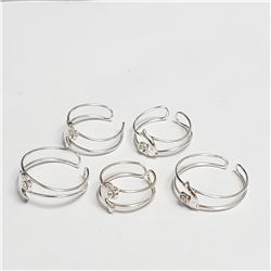 SILVER 5 SET OF ADJUSTABLE  RING