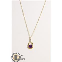 #174-AMETHYST & CZ PENDANT & NECKLACE