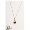 Image 1 : #174-AMETHYST & CZ PENDANT & NECKLACE