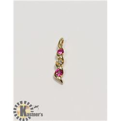 #124-RED RUBY & CZ PENDANT