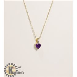 #175-AMETHYST & CZ PENDANT & NECKLACE