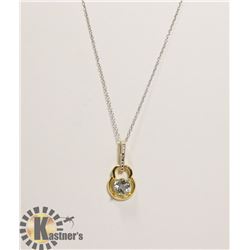 #178-BLUE TOPAZ & CZ PENDANT & NECKLACE