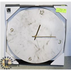 NEW UMBRA 15" WALL CLOCK WHITE/GREY MARBLE