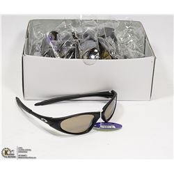 BOX OF OAKLEY STYLED BLACK UV 400 SUNGLASSES.