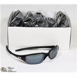 BOX OF OAKLEY STYLED BLACK UV 400 SUNGLASSES.