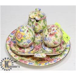 ANTIQUE 6 PIECE CHINTZ SET