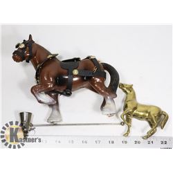 VINTAGE CART HORSE, BRASS HORSE, CANDLE SNUFFER