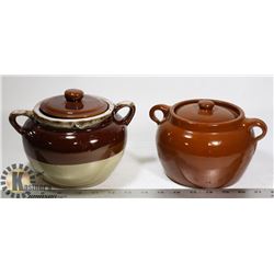 2 BROWN BETTY  BEAN POTS
