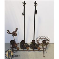 BOX OF HOME DECOR WITH BIRD CANDLE HOLDER