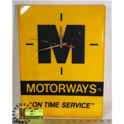 VINTAGE MOTORWAYS ADVERTISING CLOCK
