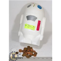 1970'S STAR WARS R2D2 COIN BANK WITH CONTENTS