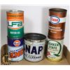 Image 1 : 5 ASSORTED OIL CANS (3 FULL)