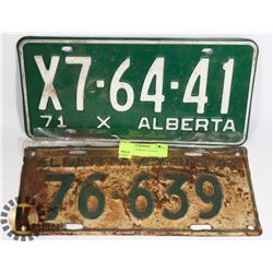 1947 & 1971 ALBERTA LICENSE PLATES