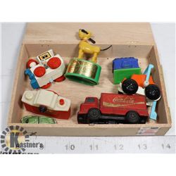 CIGAR BOX /W ASSORTED WIND UP & DIECAST TOYS