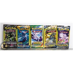 5 SEALED POKEMON BOOSTER PACKS