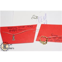 2 STERLING CHARMS, 1 RING