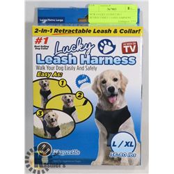 NEW LUCKY LEASH 2 IN 1 RETRACTABLE LEASH/ HARNESS