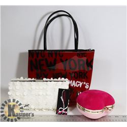 2 NEW PURSES,NINA RICCI APPLE , WHITE FLORAL