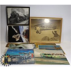 TRAY OF ASSORTED PICTURES & MAGAZINES