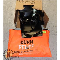 NEW BURN RELIEF FIRE BLANKET AND NEW MOUNTING