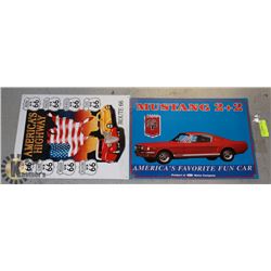 2 TIN CAR SIGNS