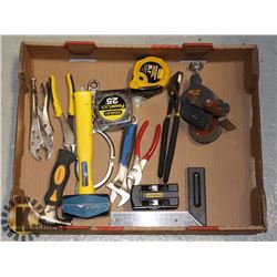 FLAT OF ASSORTED TOOLS INCLUDING HAMMERS,