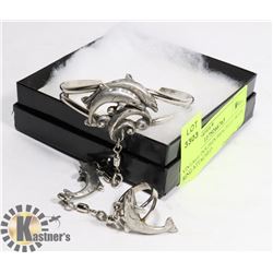 VINTAGE DOLPHIN BRACELET WITH RING ATTACHED