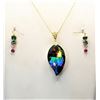 Image 1 : 21)  TEAR DROP SHAPED RAINBOW TITANIUM