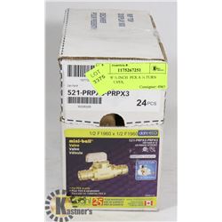 24PCS OF ½ INCH  PEX A ¼ TURN BALL VALVES,