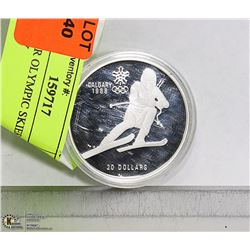 $20 SILVER OLYMPIC SKIER COUNTRY CALGARY 1988