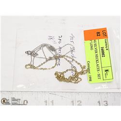 STERLING SILVER NECKLACES - SET OF 2 - 18" LONG
