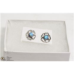 SMALL OPAL & STERLING SILVER EARRINGS, 925 STAMPED