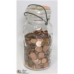 PERFECT SEAL CANNING JAR OF PENNIES