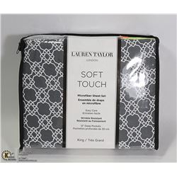 NEW LAUREN TAYLOR KING SIZE MICROFIBER SHEET SET