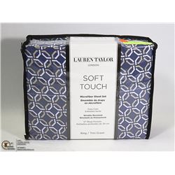NEW LAUREN TAYLOR KING SIZE MICROFIBER SHEET SET