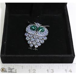 RHINESTONE OWL BROOCH