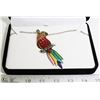 Image 1 : RAINBOW RHINESTONE PARROT PENDANT AND CHAIN