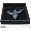Image 1 : BLUE RHINESTONE  BEETLE BROOCH