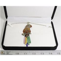 RHINESTONE PARROT PENDANT WITH CHAIN