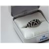 Image 2 : 28) 14 KT WHITE GOLD  BLACK DIAMOND RING.SZ 7